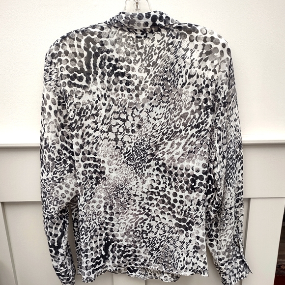 GERRY WEBER  | Black Gray White Abstract Animal Print Button Down Blouse | 14 - Picture 6 of 10